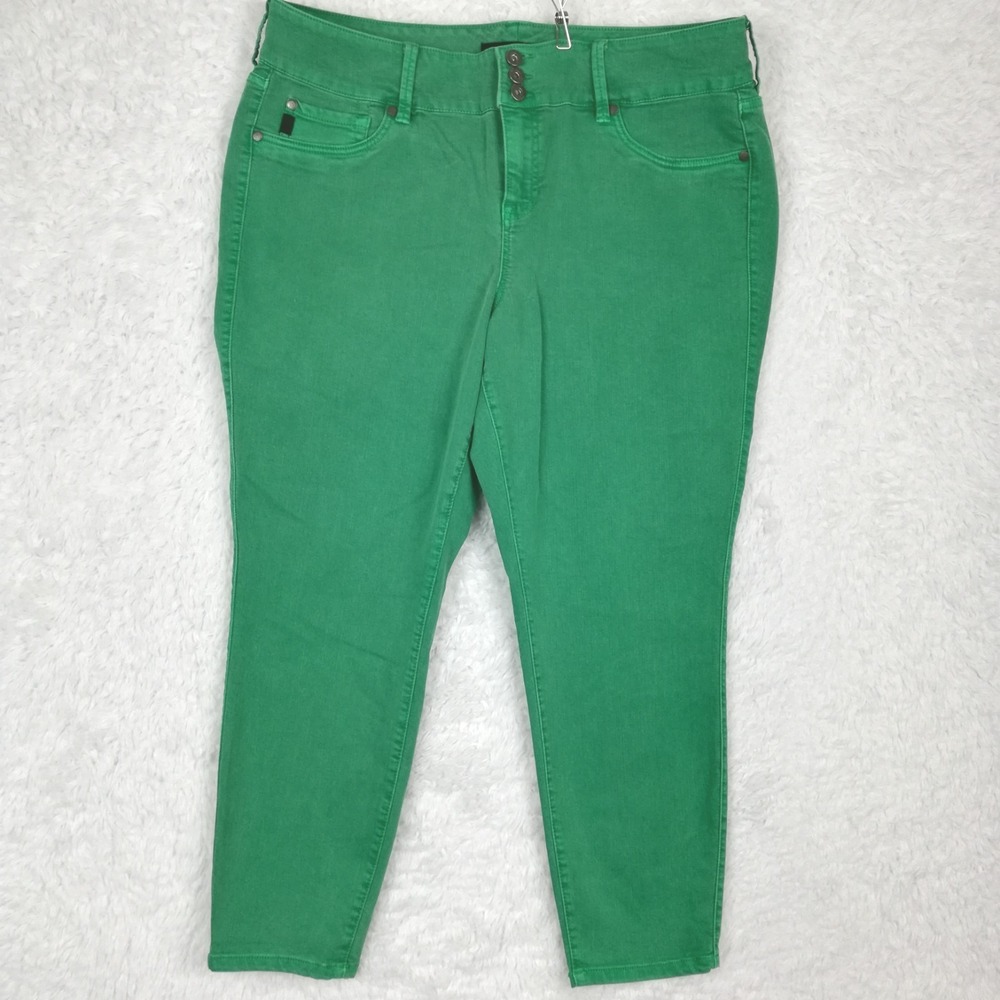 Torrid Womens Jeans Cropped Jegging Denim Kelly Green 3 Button Stretch Plus 20